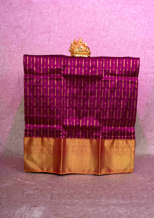 Pure Silk Pattu Pavadai ( Violet ) With Yellow Blouse 36"
