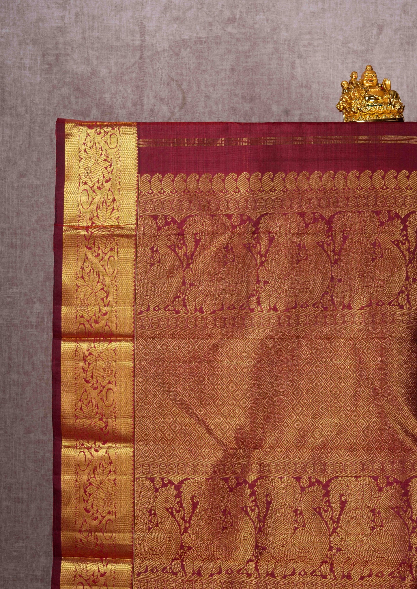 Kanjivaram Maroon Grand Wedding Pure Silk Saree With  Blouse
