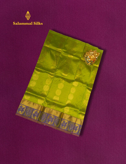 Pure Silk Pattu Pavadai (Yellow Green ) With Majentha Pink Blouse 27"