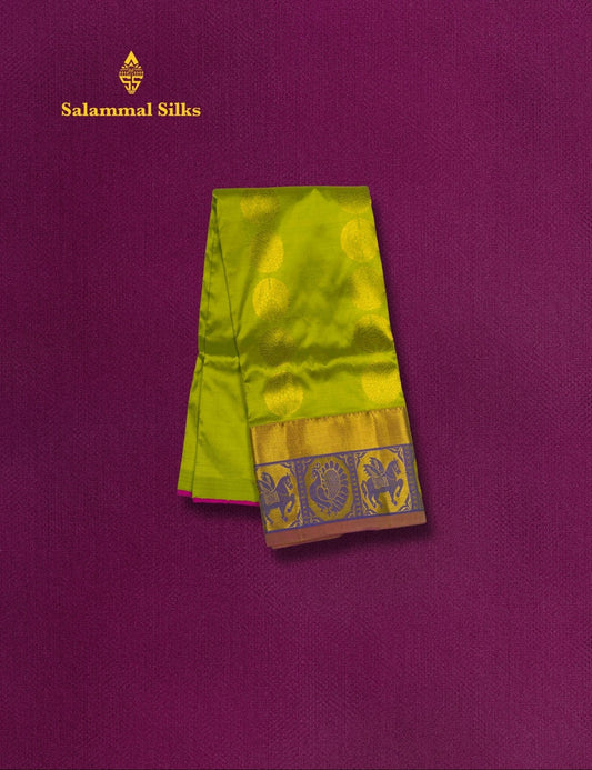 Pure Silk Pattu Pavadai (Yellow Green ) With Majentha Pink Blouse 27"