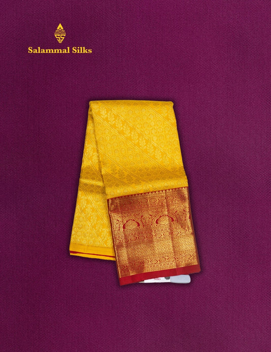 Pure Silk Pattu Pavadai ( Gold Colour ) With Red Blouse 27"