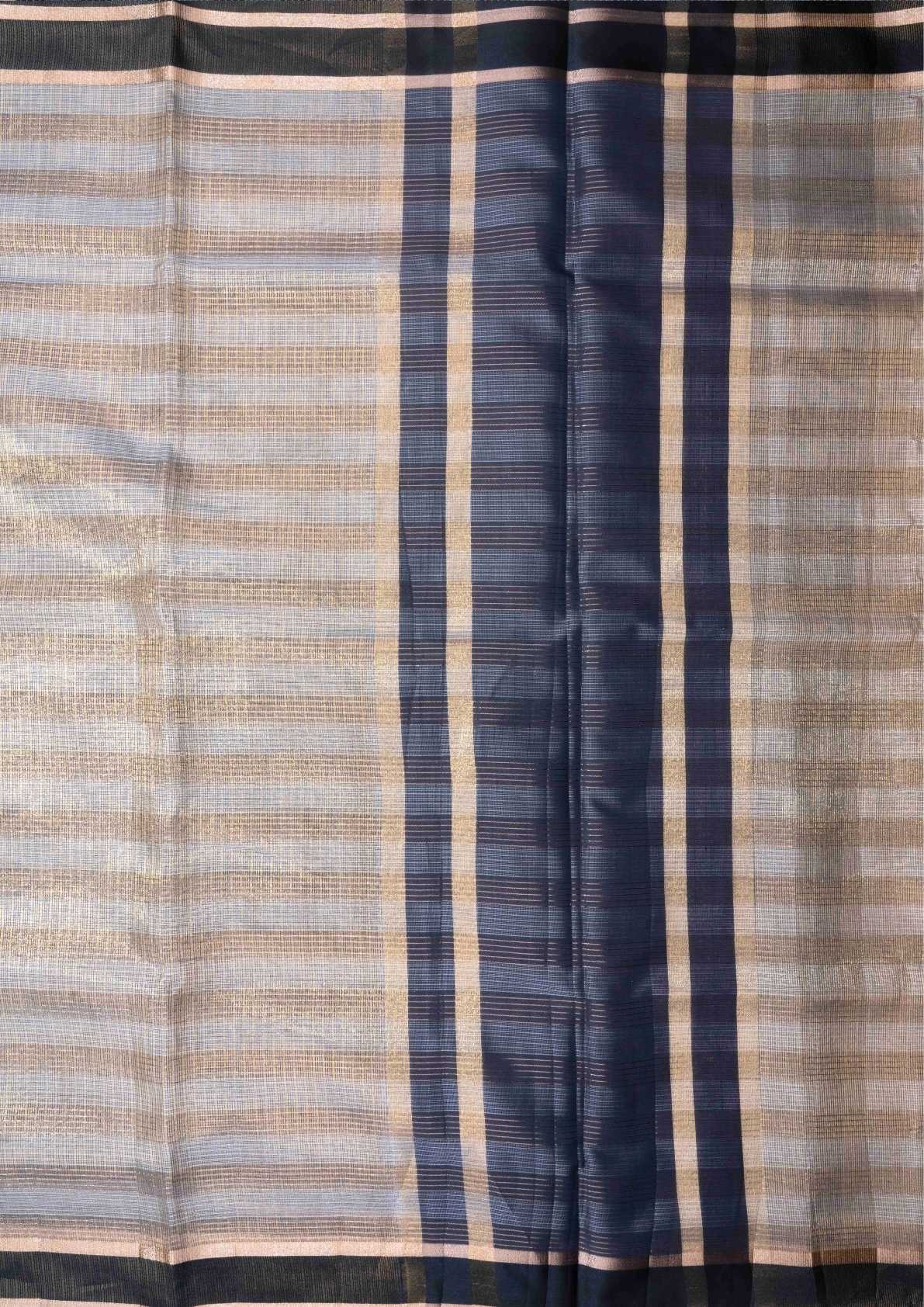 Kota Silk Saree Cream Sandal With Black Blouse