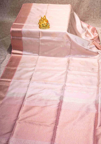 Onion Pink Pure Soft Silk Saree With Baby Pink Blouse