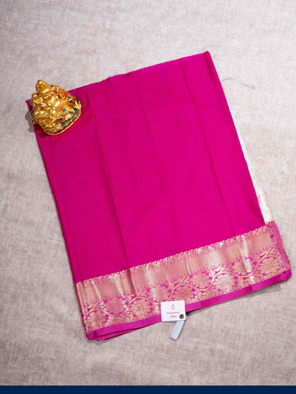 Semi Silk Pattu Pavadai (Cream) With Pink Blouse 18"