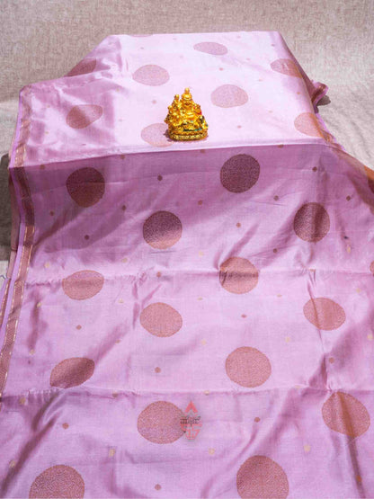 Pink color Tussar small border Fancy Saree with blouse