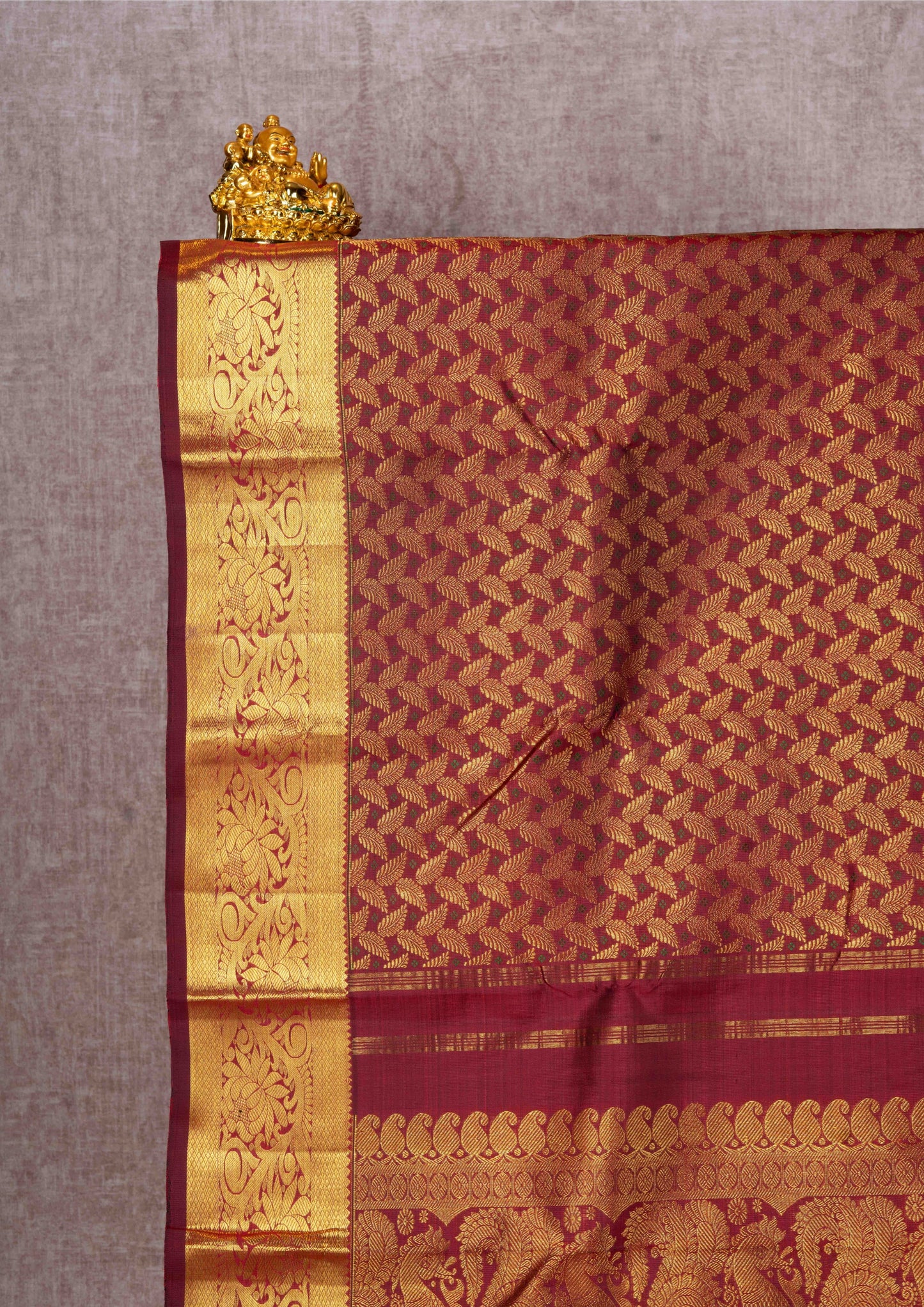 Kanjivaram Maroon Grand Wedding Pure Silk Saree With  Blouse