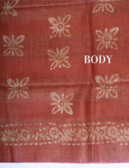 Olive Blue  Printed Pure Cotton With Blouse