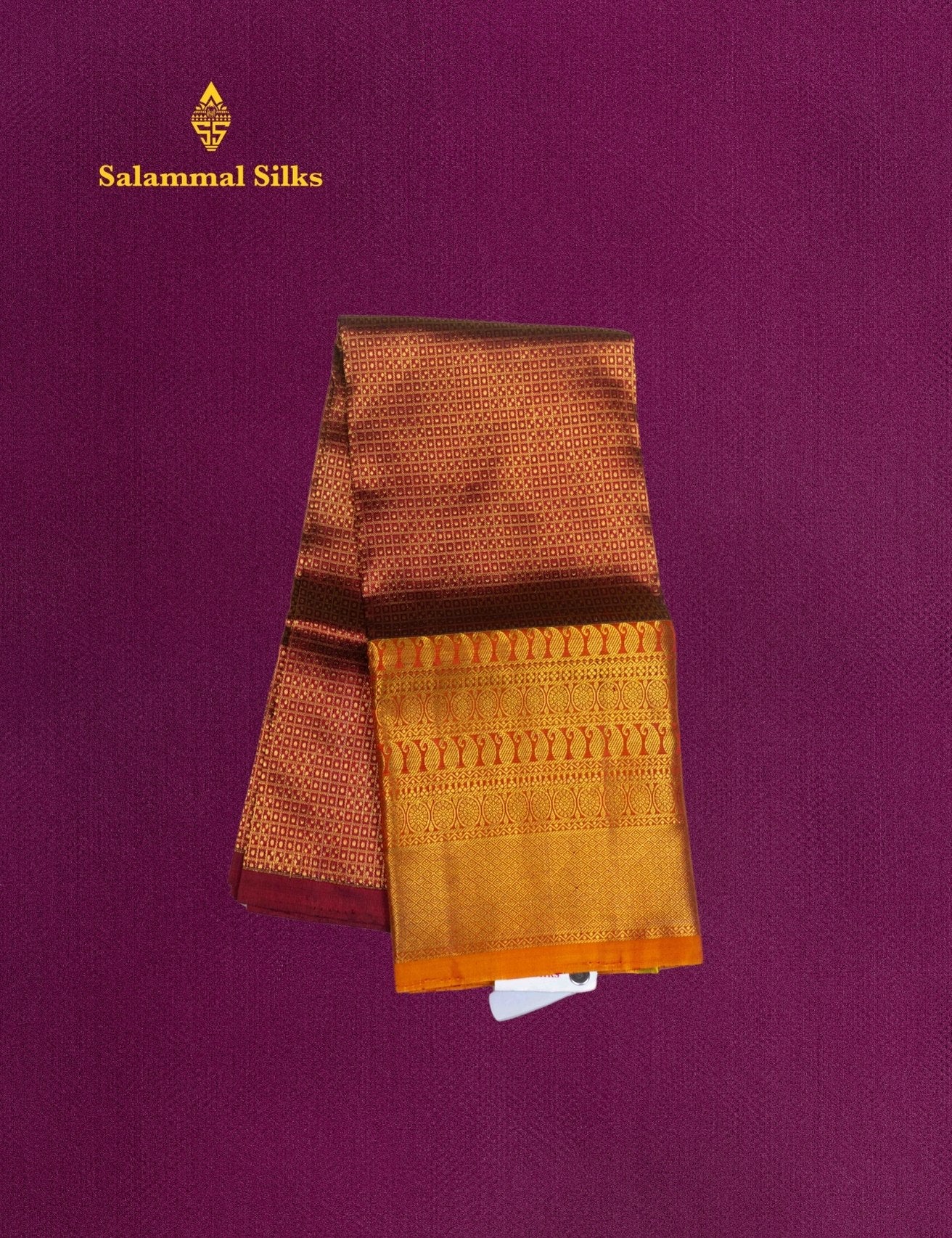 Pure Silk Pattu Pavadai ( Dark Maroon ) With Mustard Yellow Blouse 27"