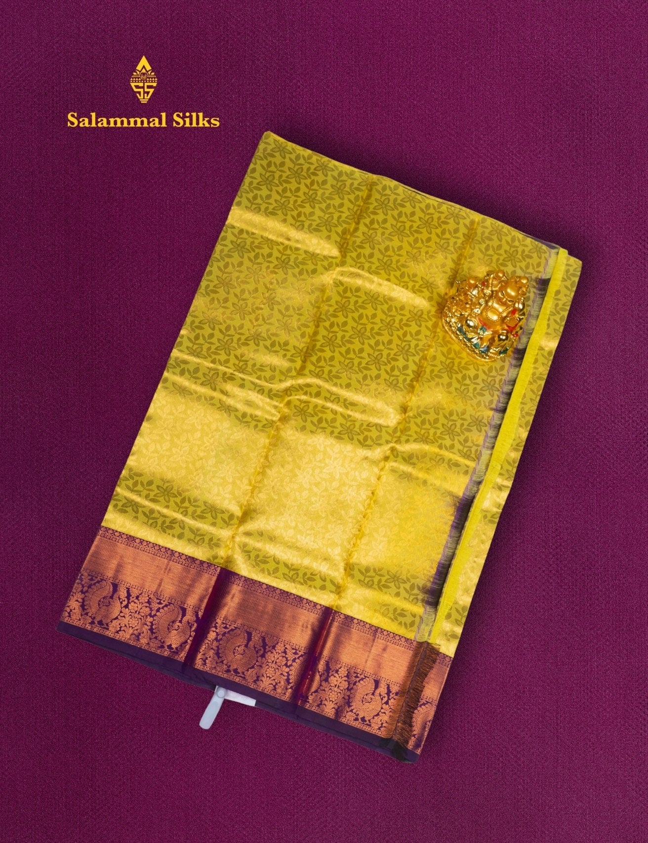 Pure Silk Pattu Pavadai (Lemon Yellow ) With Violet Blouse 27"