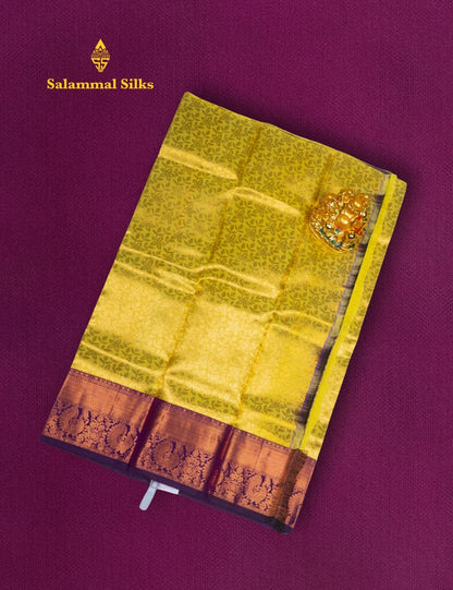 Pure Silk Pattu Pavadai (Lemon Yellow ) With Violet Blouse 27"