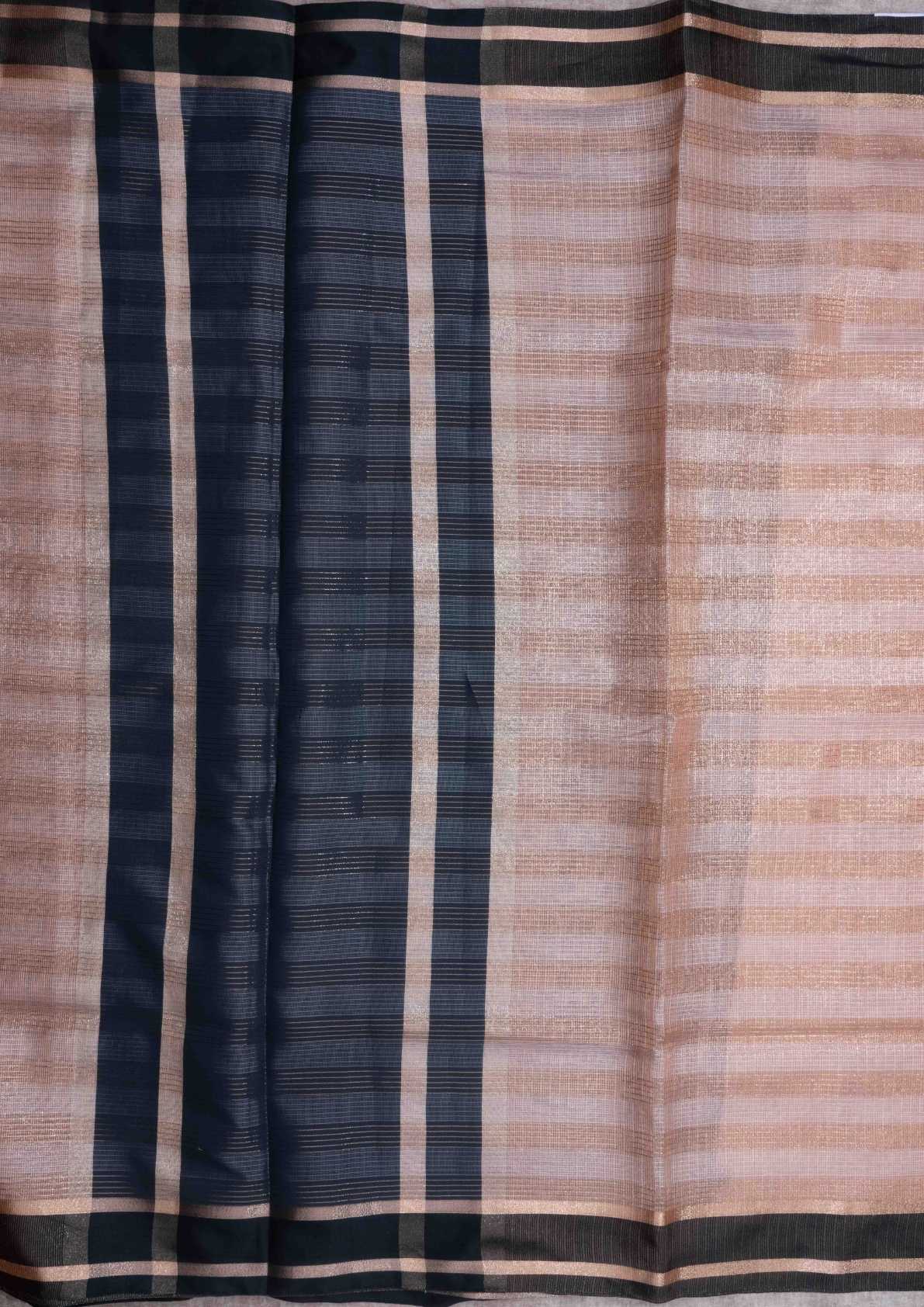 Kota Silk Saree Cream Sandal With Black Blouse