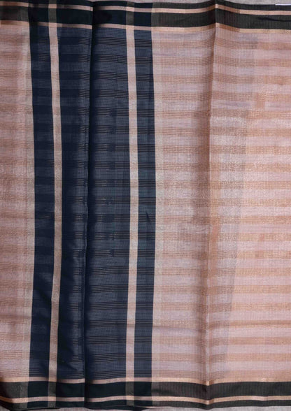 Kota Silk Saree Cream Sandal With Black Blouse