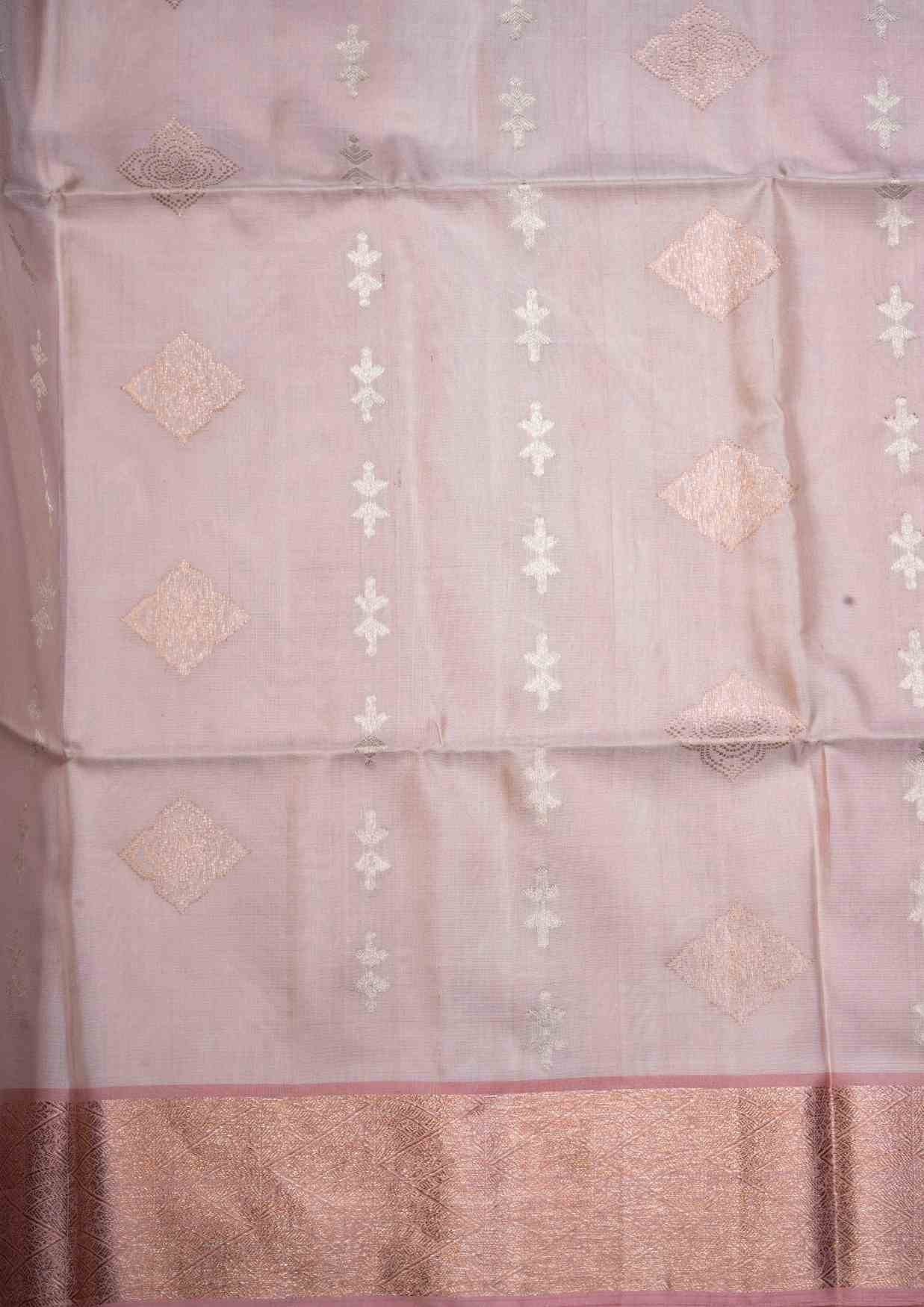 Onion Pink Pure Soft Silk Saree With Baby Pink Blouse
