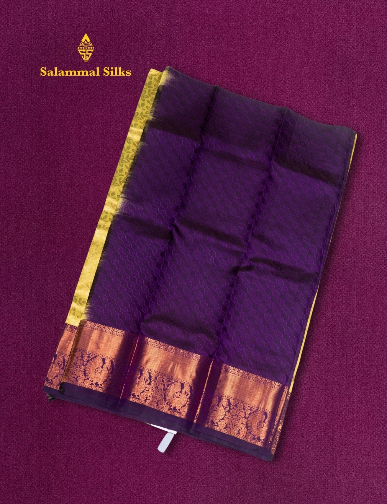 Pure Silk Pattu Pavadai (Lemon Yellow ) With Violet Blouse 27"