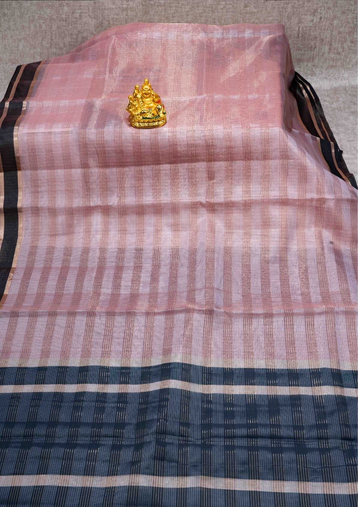 Kota Silk Saree Cream Sandal With Black Blouse