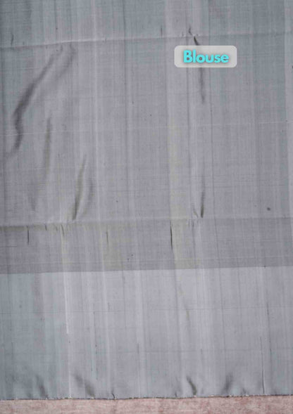 Black Pure Soft Silk Saree With Gray Blouse