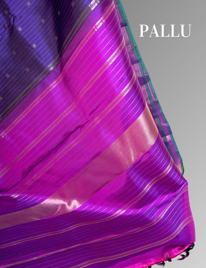 Kanjivaram Violet Pure Silk Saree 2G Zari With Majentha Plain Blouse
