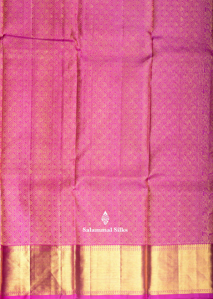 Kanjivaram Ink Blue Pure Silk Jacquard Saree With Pink Blouse