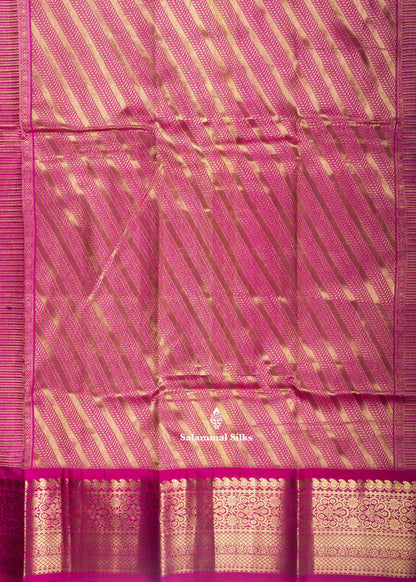 Kanjivaram Pure Silk Saree Parrot Green With Magenta Pink Blouse