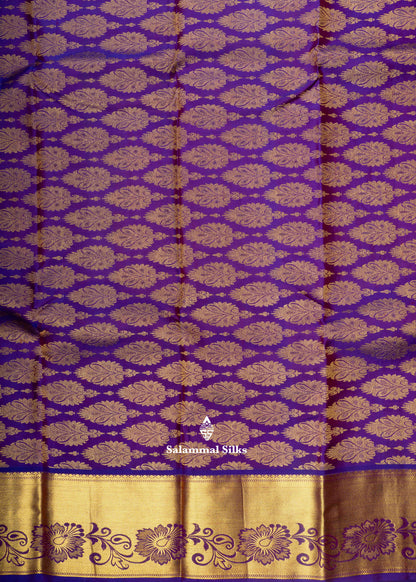 Kanjivaram Maroon Pure Silk Saree With Violet  Blouse