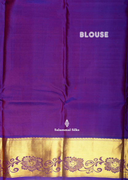 Kanjivaram Maroon Pure Silk Saree With Violet  Blouse