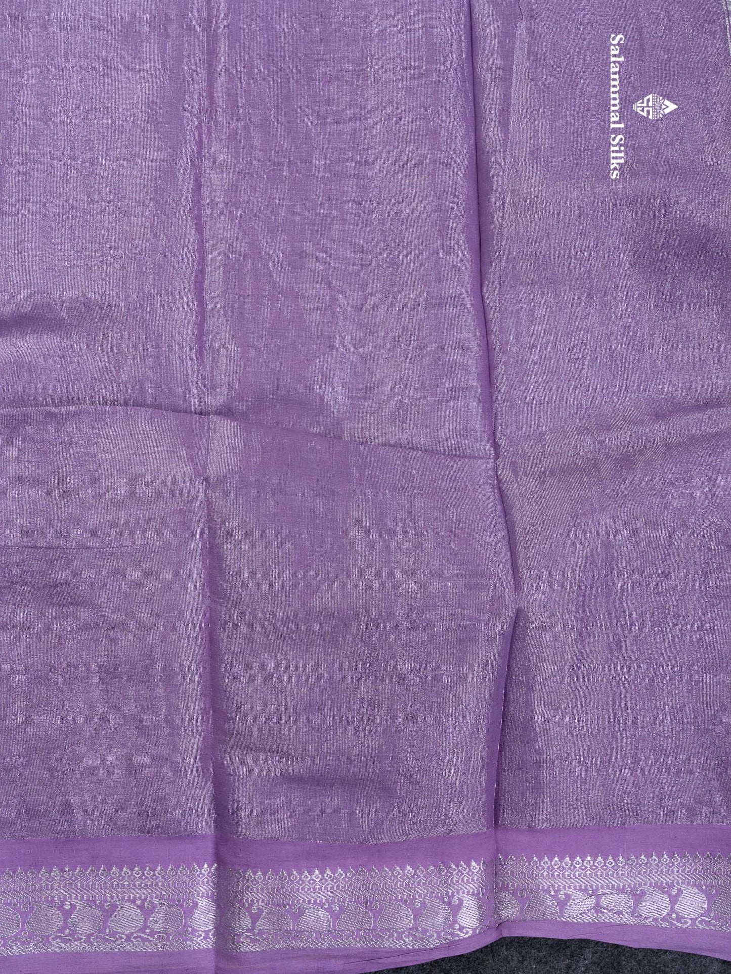 Stunning Pastel Violet Tissue Sungudi Cotton Saree With Small Traditional Silver Zari Border