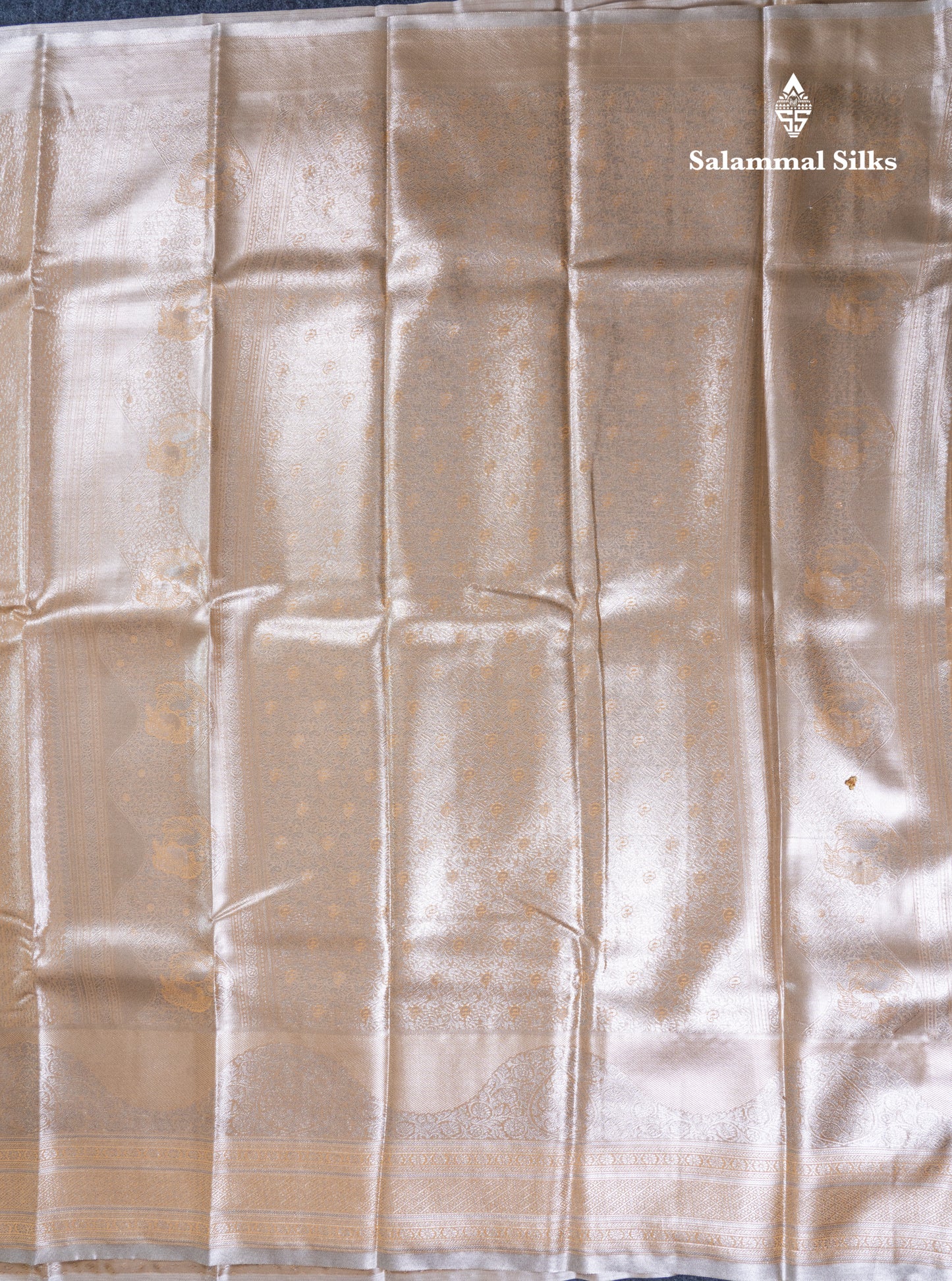 Silver Bridal Tissue Semi Silk Saree With Traditional Evening Morning Border