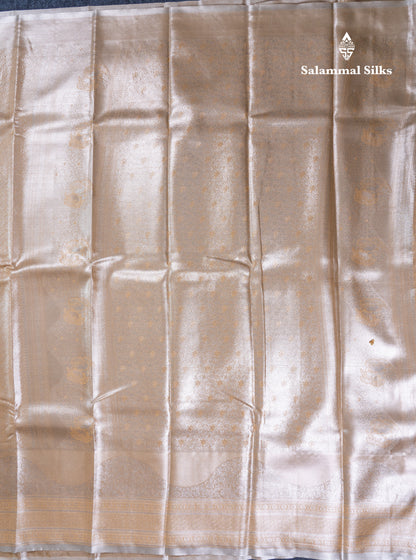 Silver Bridal Tissue Semi Silk Saree With Traditional Evening Morning Border
