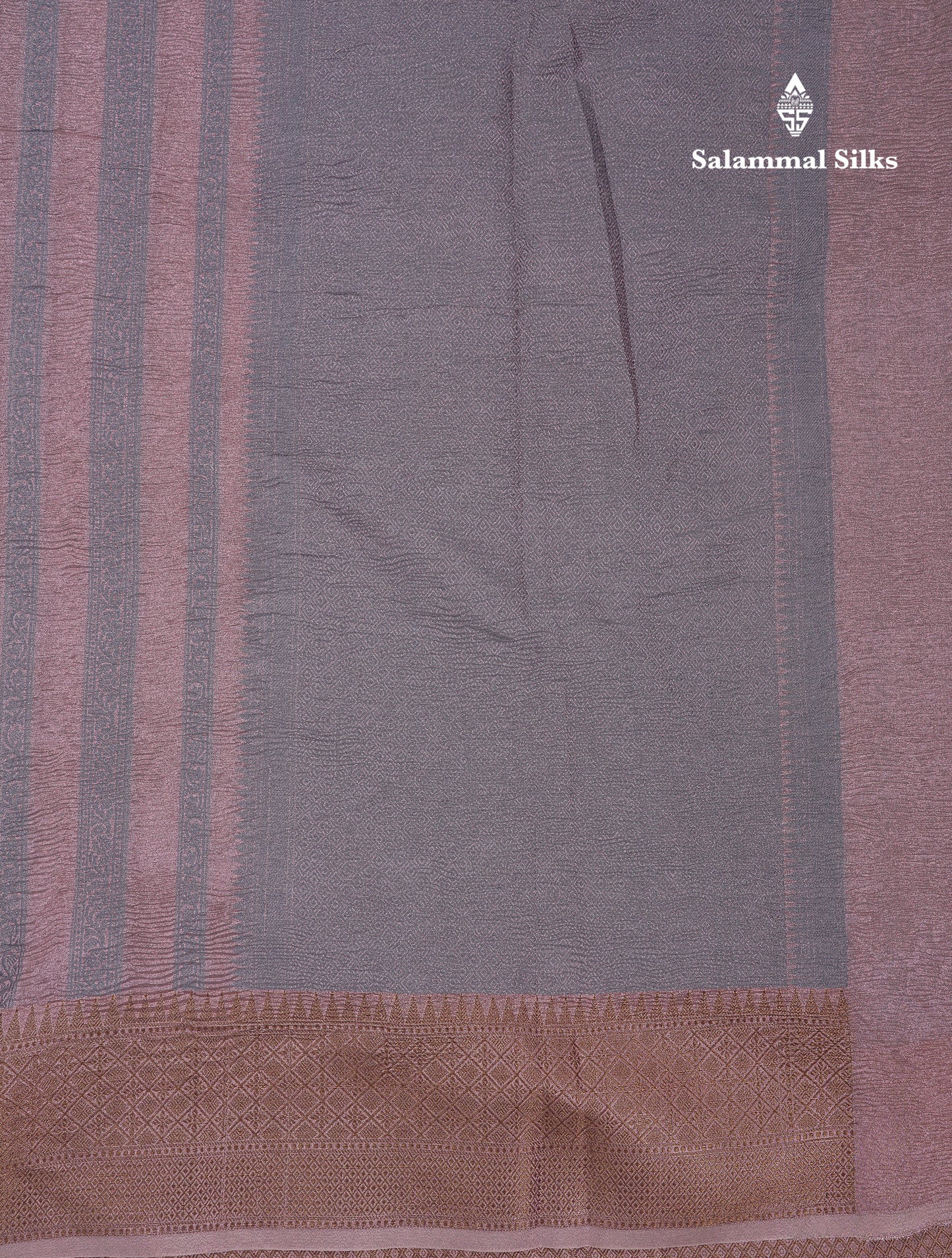 Premium Dark Peach Tissue Crush Fancy Saree With Traditional Border