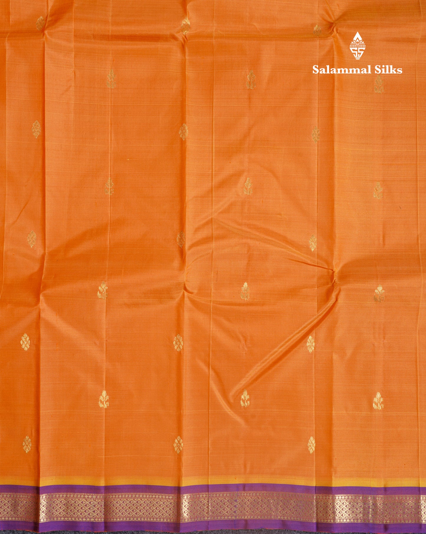 Mango Yellow Pure Kanjivaram Silk Saree With Contrast Purple Small One Side Border