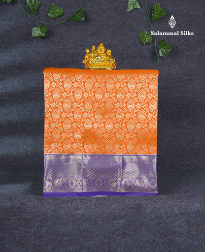 Semi Pattu Pavadai ( Orange ) With Violet Blouse 21"