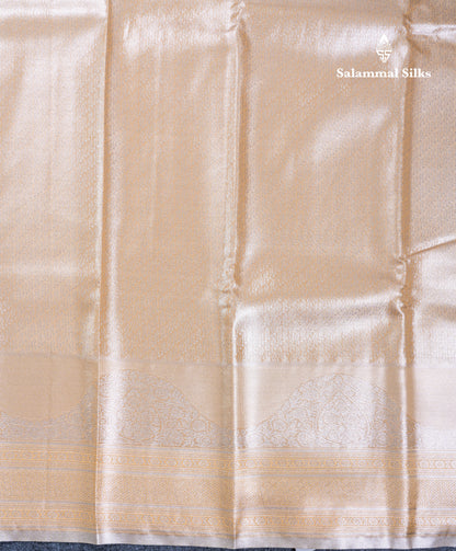 Silver Bridal Tissue Semi Silk Saree With Traditional Evening Morning Border
