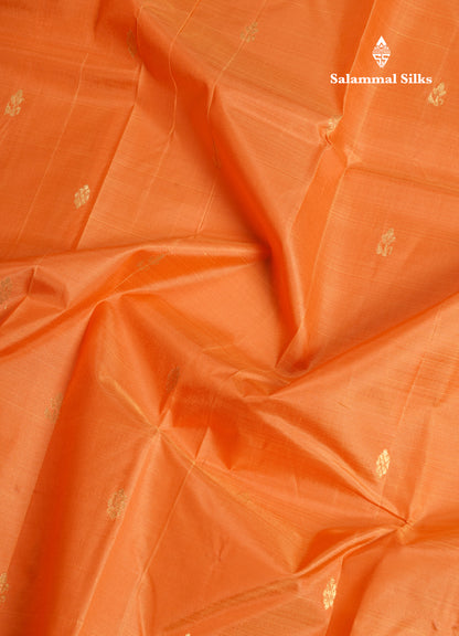 Mango Yellow Pure Kanjivaram Silk Saree With Contrast Purple Small One Side Border