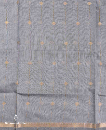 Beautiful Light Grey Stripes With Butta Maheshwar Cotton Saree With Contrast Black Blouse