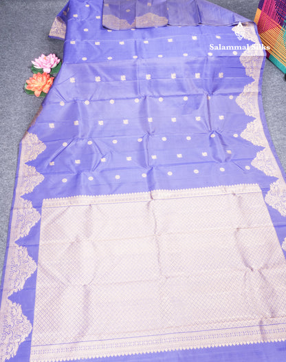 Royal Blue Pure Kanjivaram Silk Saree With Traditional Turning Border