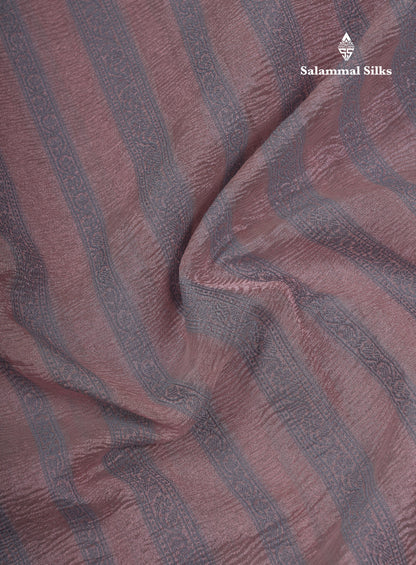 Premium Dark Peach Tissue Crush Fancy Saree With Traditional Border