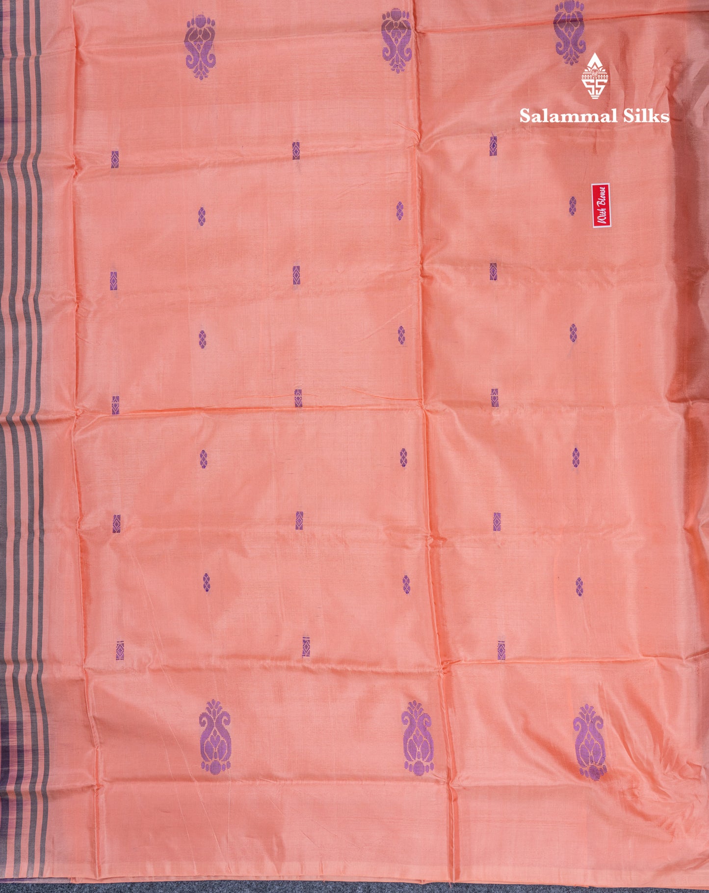 Violet Banana Pinth Saree (Vaazhainaar Pattu) With Contrast Dark Peach Blouse