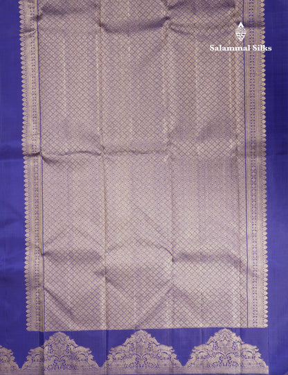 Royal Blue Pure Kanjivaram Silk Saree With Traditional Turning Border