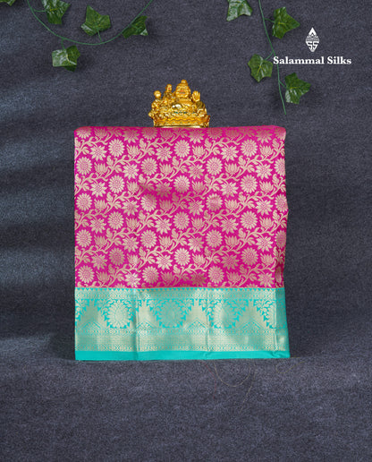 Semi Pattu Pavadai ( Magenta Pink ) With Sapphire Green Blouse 21"