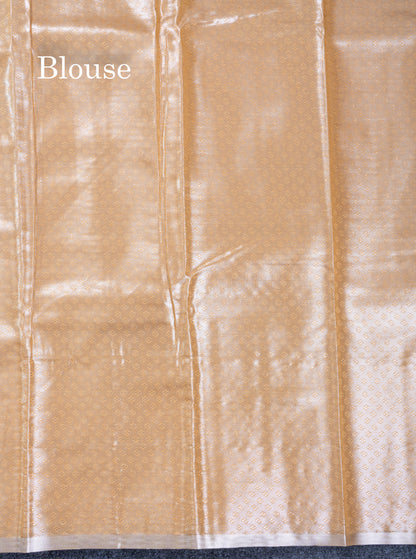 Silver Bridal Tissue Semi Silk Saree With Traditional Evening Morning Border
