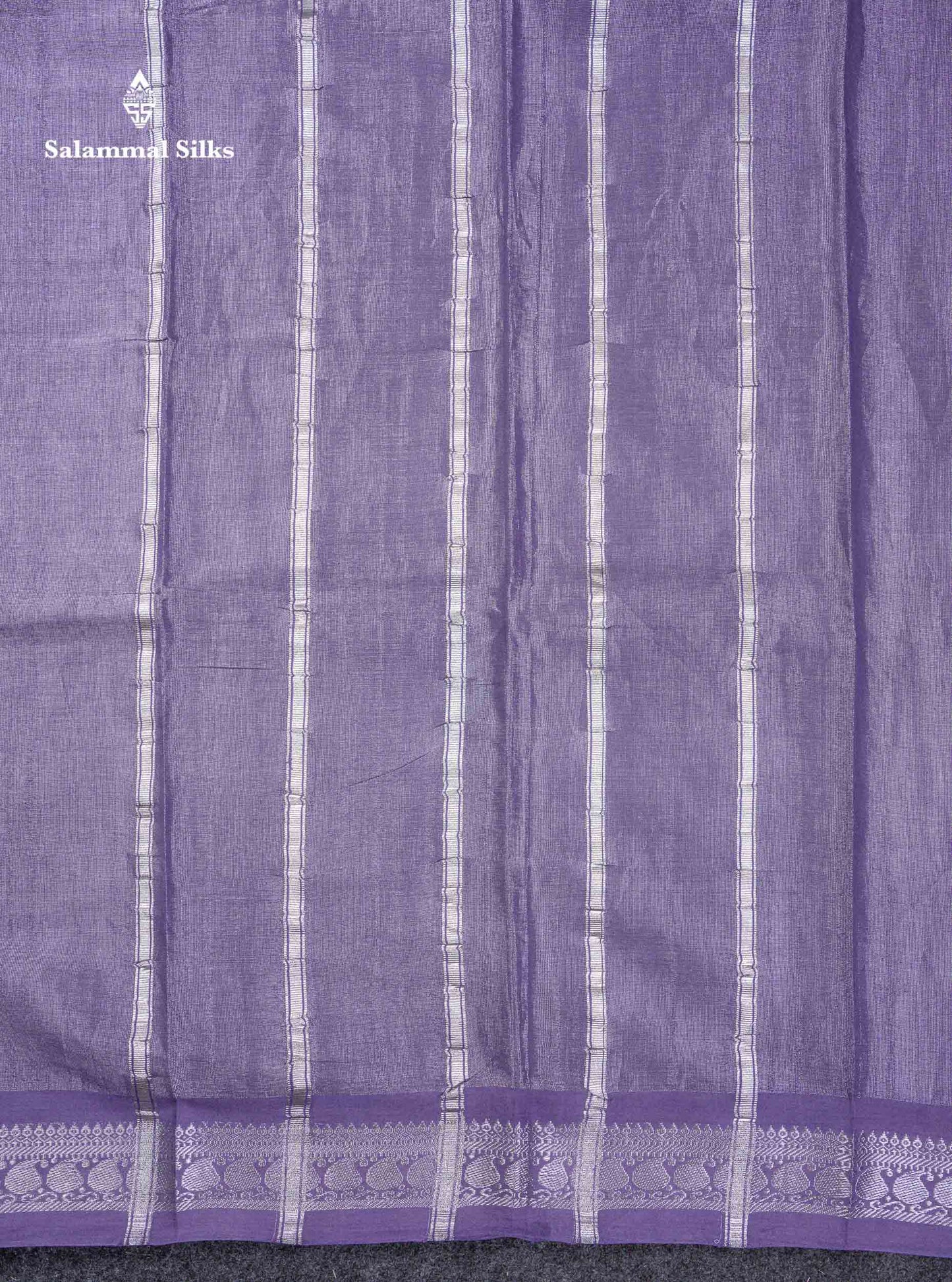 Stunning Pastel Violet Tissue Sungudi Cotton Saree With Small Traditional Silver Zari Border