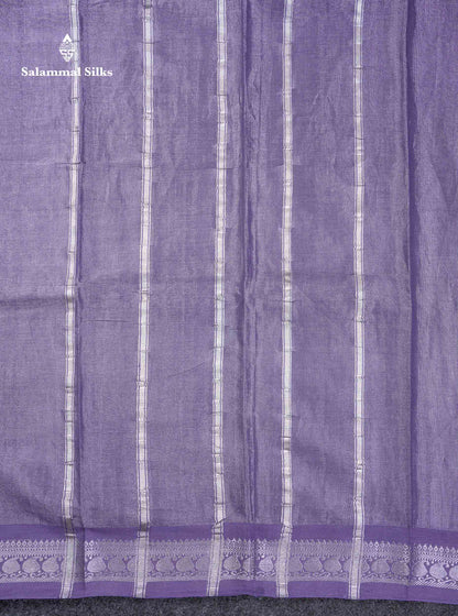 Stunning Pastel Violet Tissue Sungudi Cotton Saree With Small Traditional Silver Zari Border