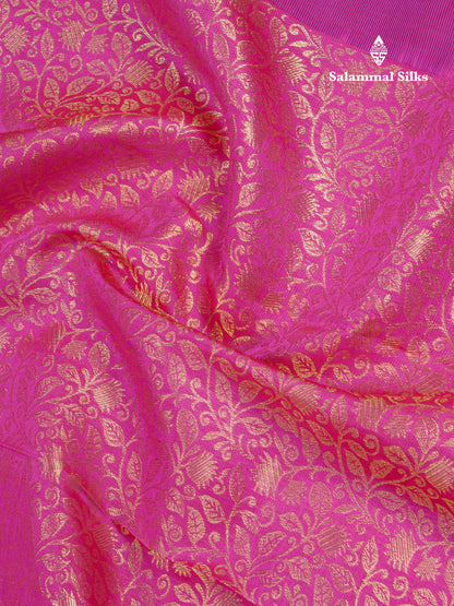 Magenta Pink Beautiful Bridal Pure Kanjivaram Silk Saree With Violet Border