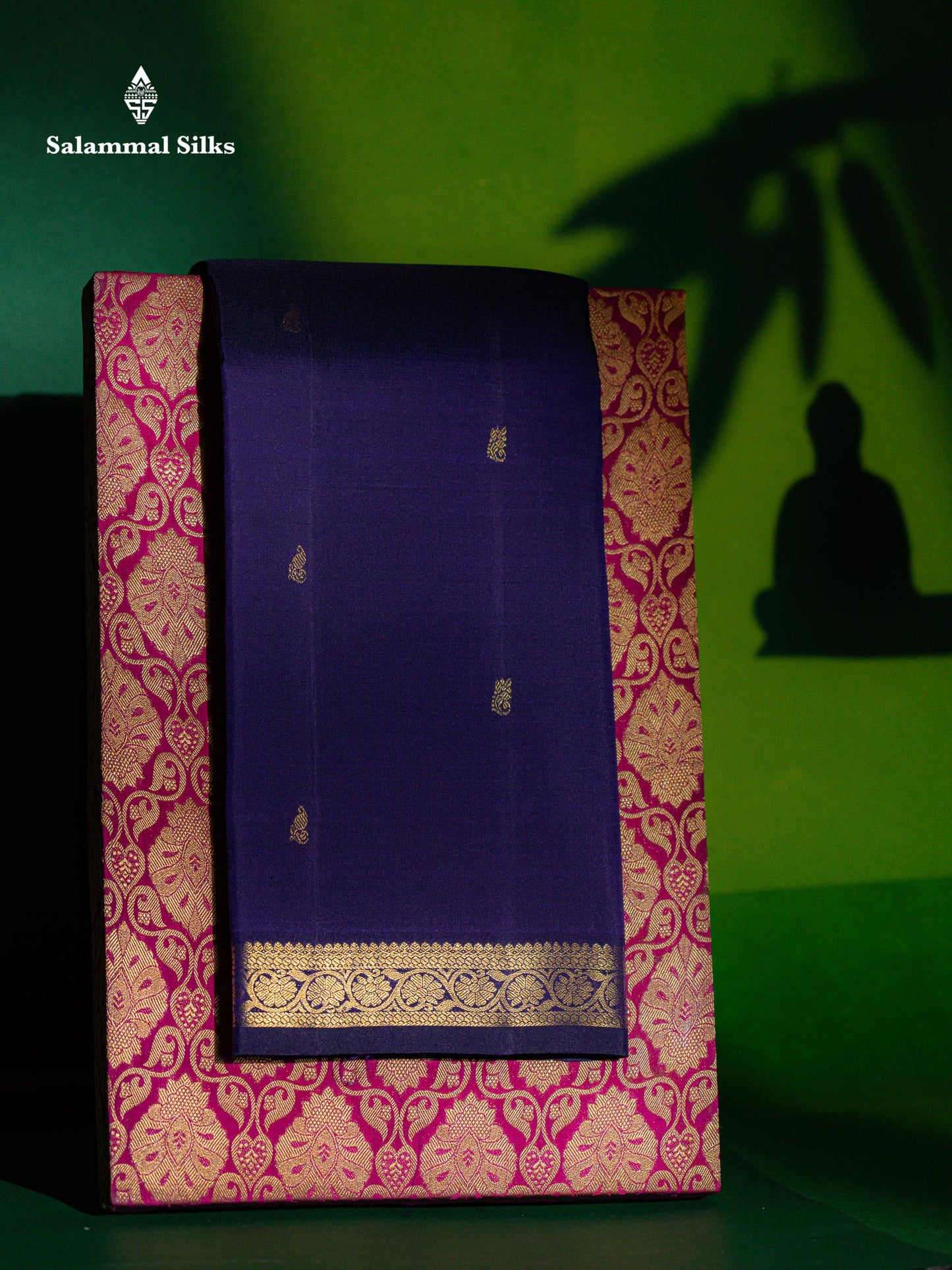 Beautiful Violet Zari Butta Pure Kanjivaram Silk Saree With Traditional Small Border