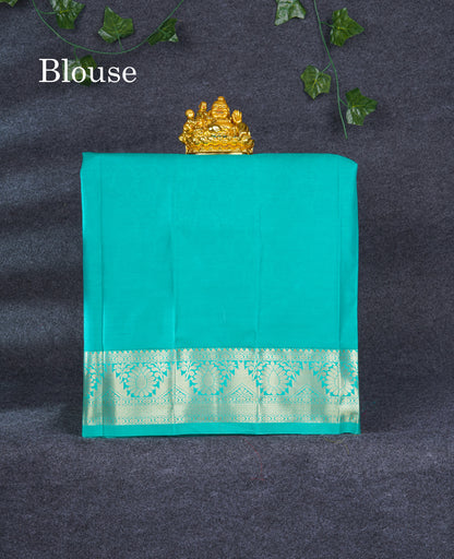Semi Pattu Pavadai ( Magenta Pink ) With Sapphire Green Blouse 21"