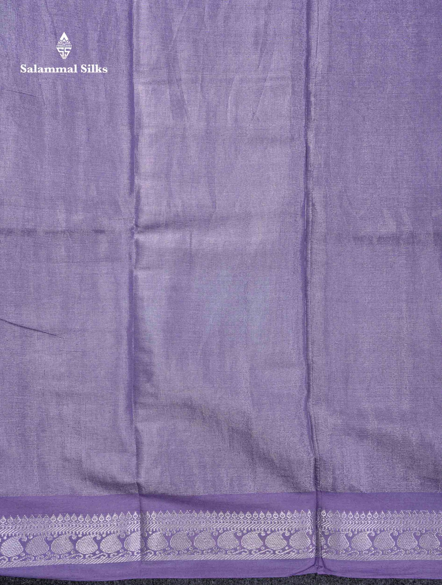 Stunning Pastel Violet Tissue Sungudi Cotton Saree With Small Traditional Silver Zari Border