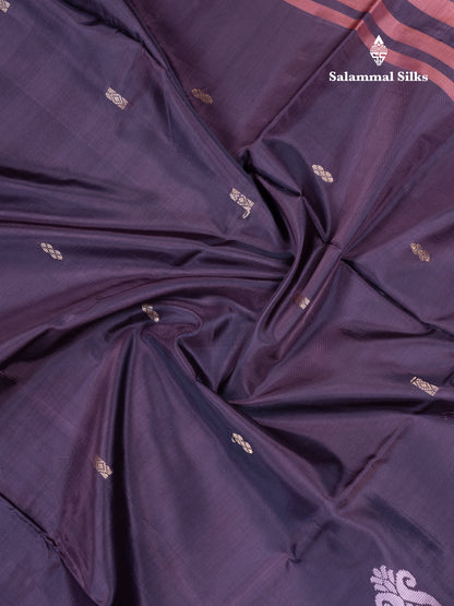 Violet Banana Pinth Saree (Vaazhainaar Pattu) With Contrast Dark Peach Blouse