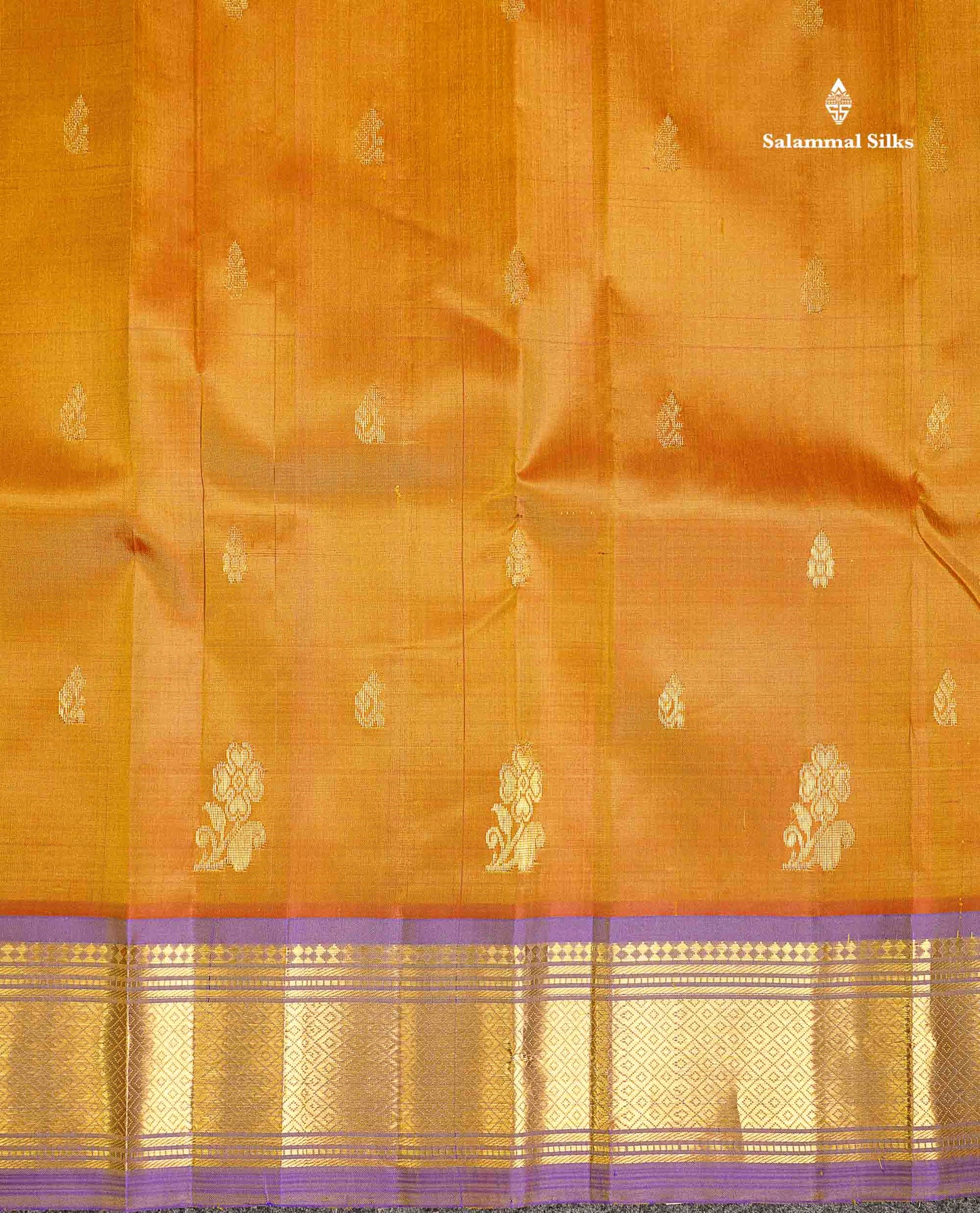 One Side Border Pure Silk Saree - Brown With Contrast Purple Traditional Border