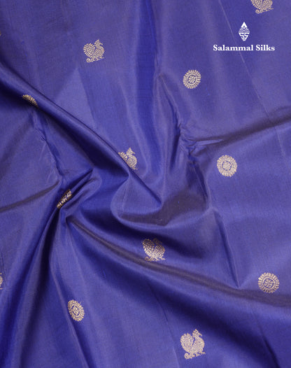 Royal Blue Pure Kanjivaram Silk Saree With Traditional Turning Border