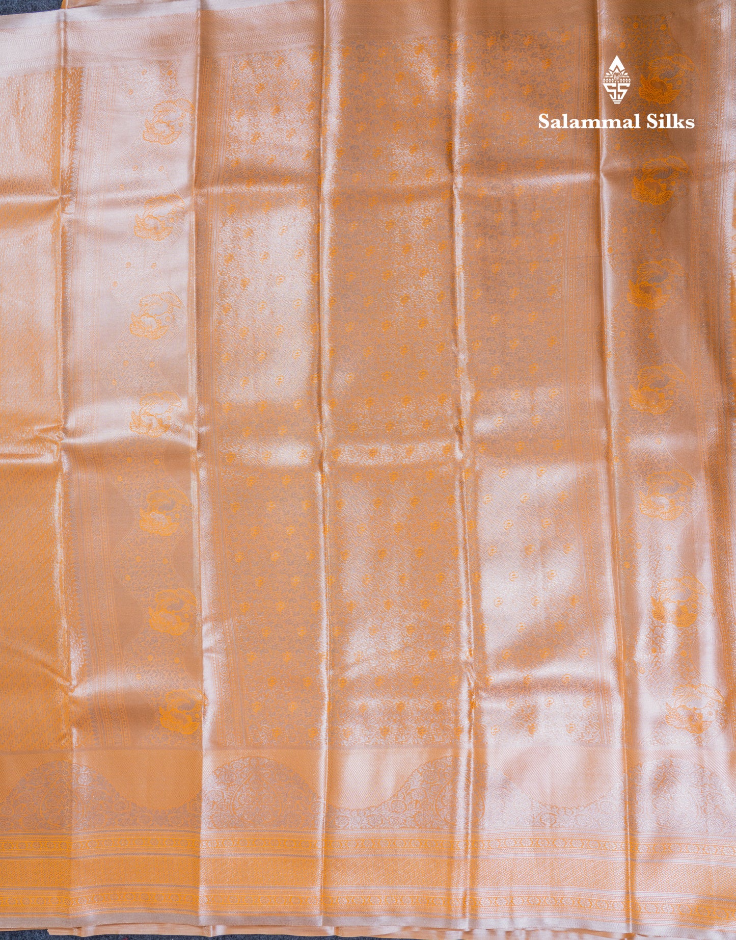 Silver Bridal Tissue Semi Silk Saree With Traditional Evening Morning Border